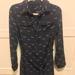 Tommy Hilfiger long sleeve dog print shirt dress